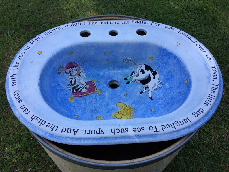 Childs Bathroom Sink Vanity Sink Custom Nursery Rhyme Sink Hey Etsy