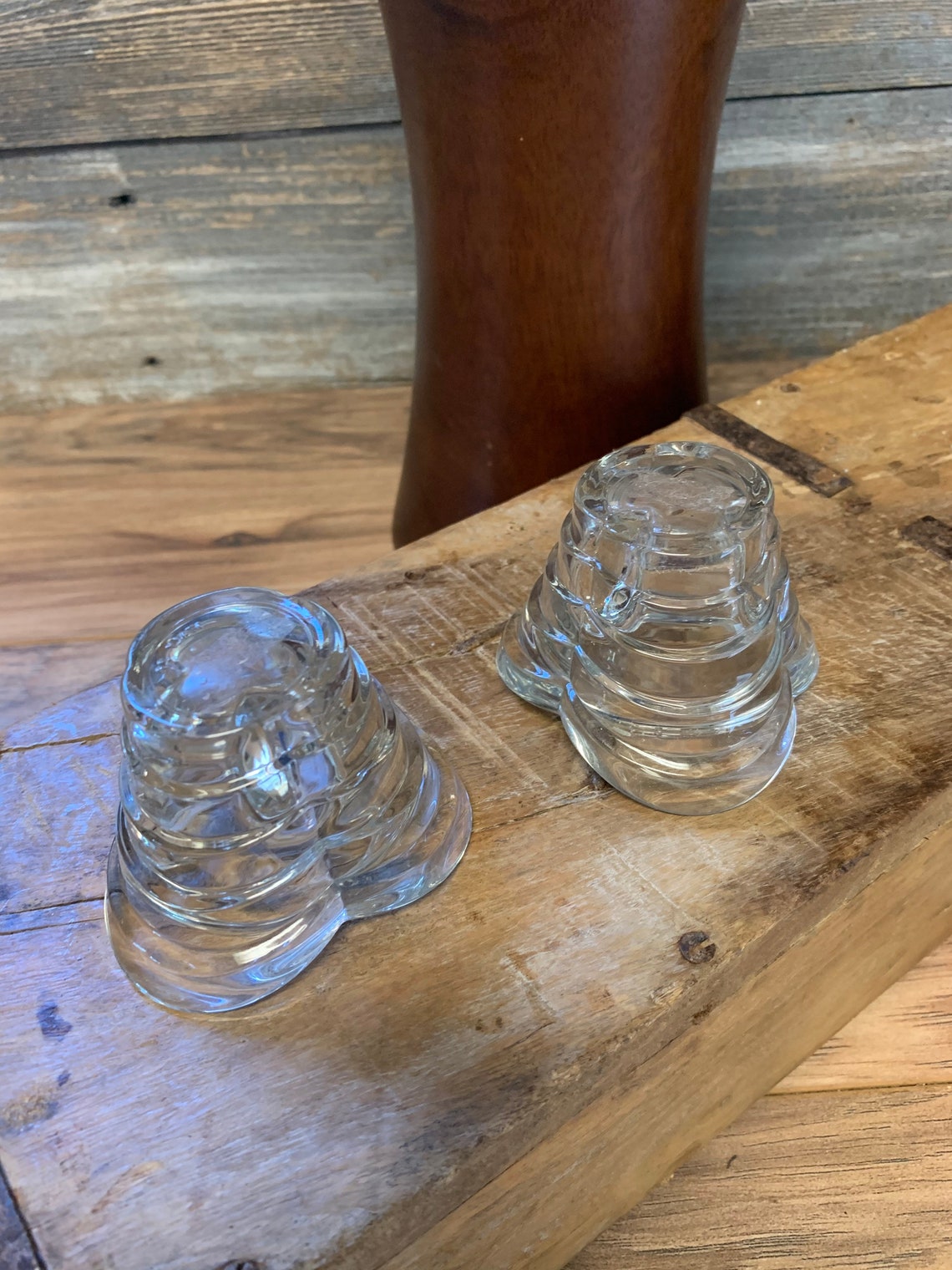 Vintage Italian Glass Votive Candle Holders Pair Scalloped Etsy