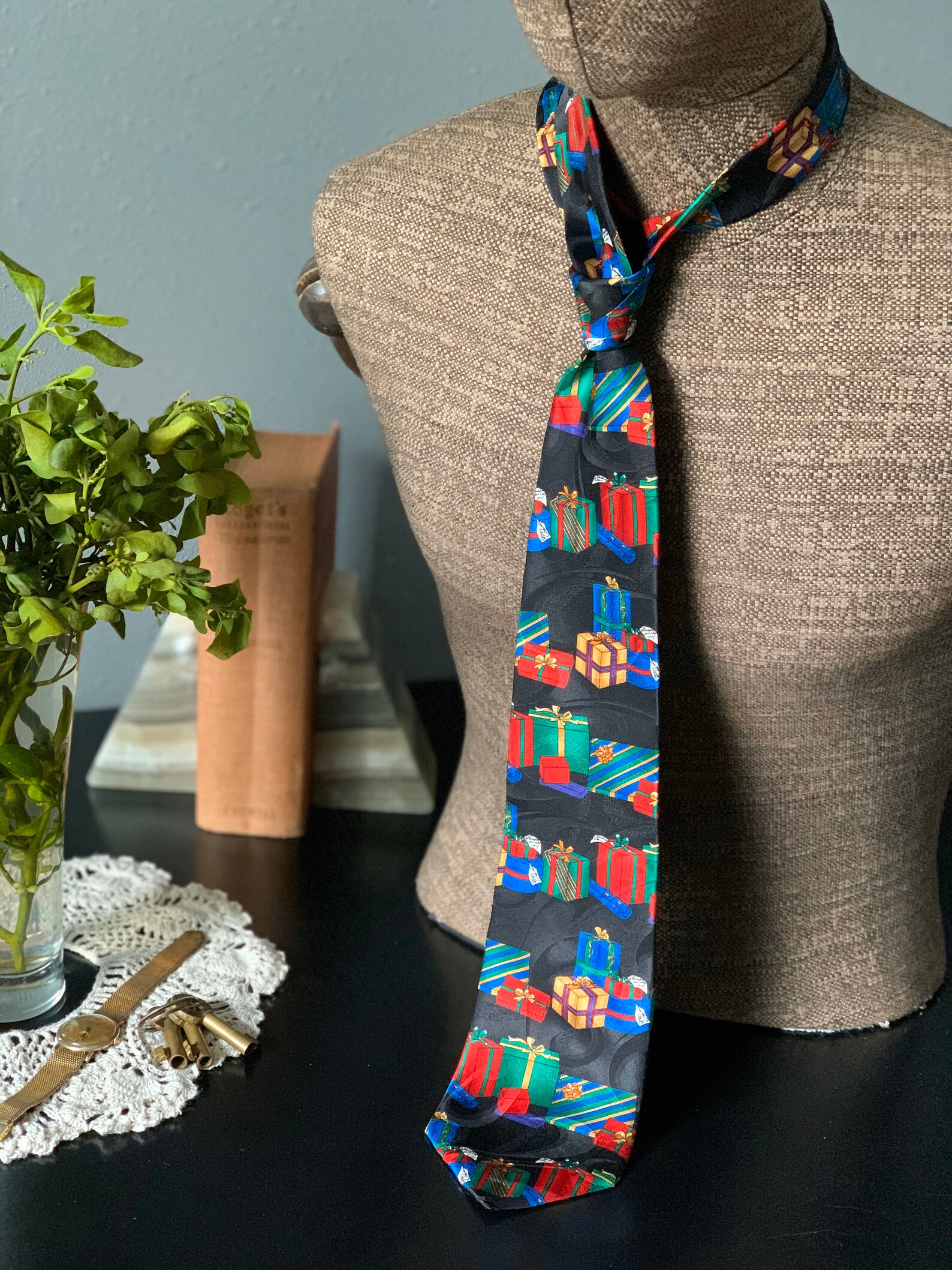 Christmas Party Necktie Presents Wrapped Gift Boxes Mens Neck Etsy