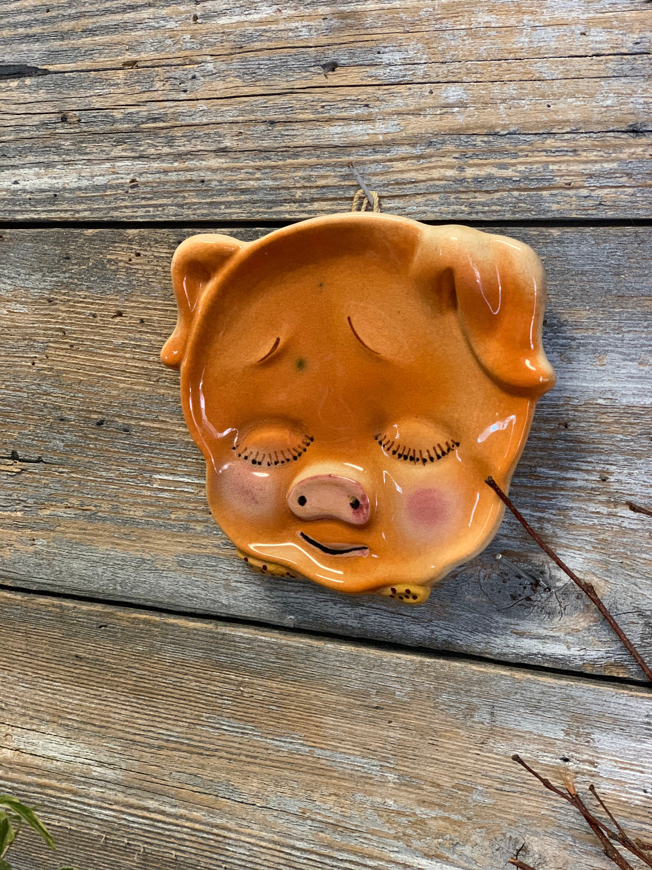 Piggy Plate Shafford Spoon Rest Hanging Pig Head Gift Vintage Etsy
