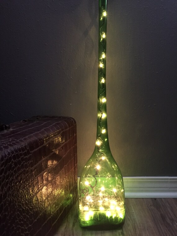 Green Glass Floor Vase Mid Century Floor Vase Hand Blown Etsy