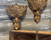 Large Gold Metal Wall Pocket Pair Faux Brass Hollywood Regency Cast Metal Wall Sconce Floral Bouquet Plant Patio Art Deco ReFabulousReVamped