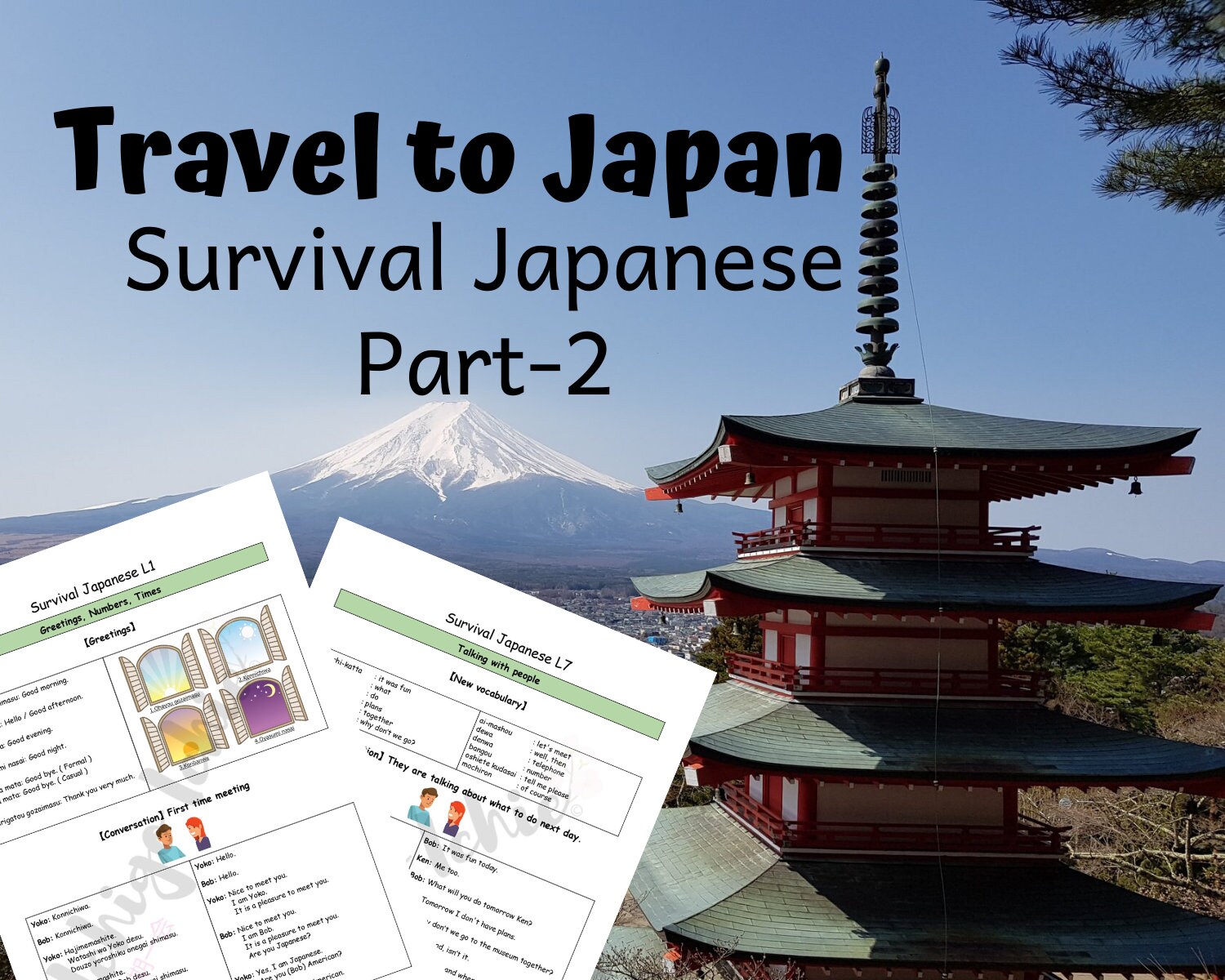 part 2 survival japanese study material useful common etsy
