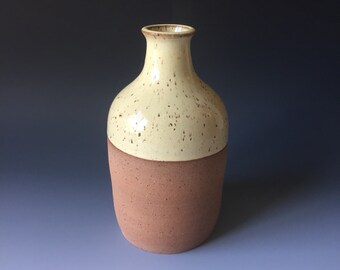 Yellow dipped stoneware bottle