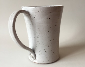 White glazed stoneware mug