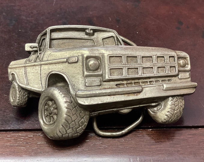 1978 3D Figural Pickup Truck Pewter Belt Buckle by Bergamot Brass Works E-38 Made in the USA, gift for Dad, Fathers Day, groomsmen gift