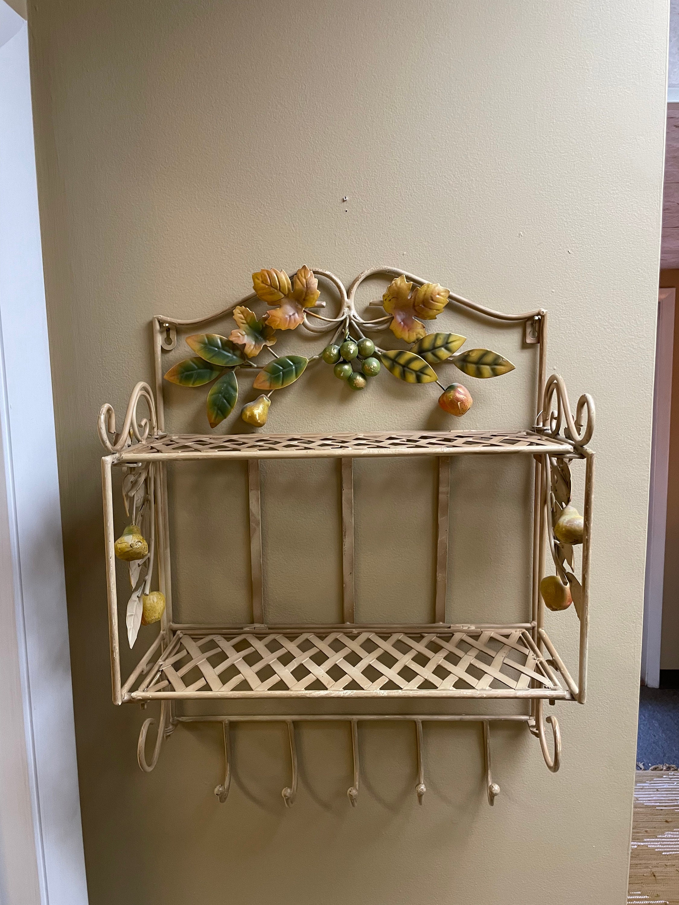 Vintage Metal Decoline New York Toleware Double Lattice Shelf Etsy