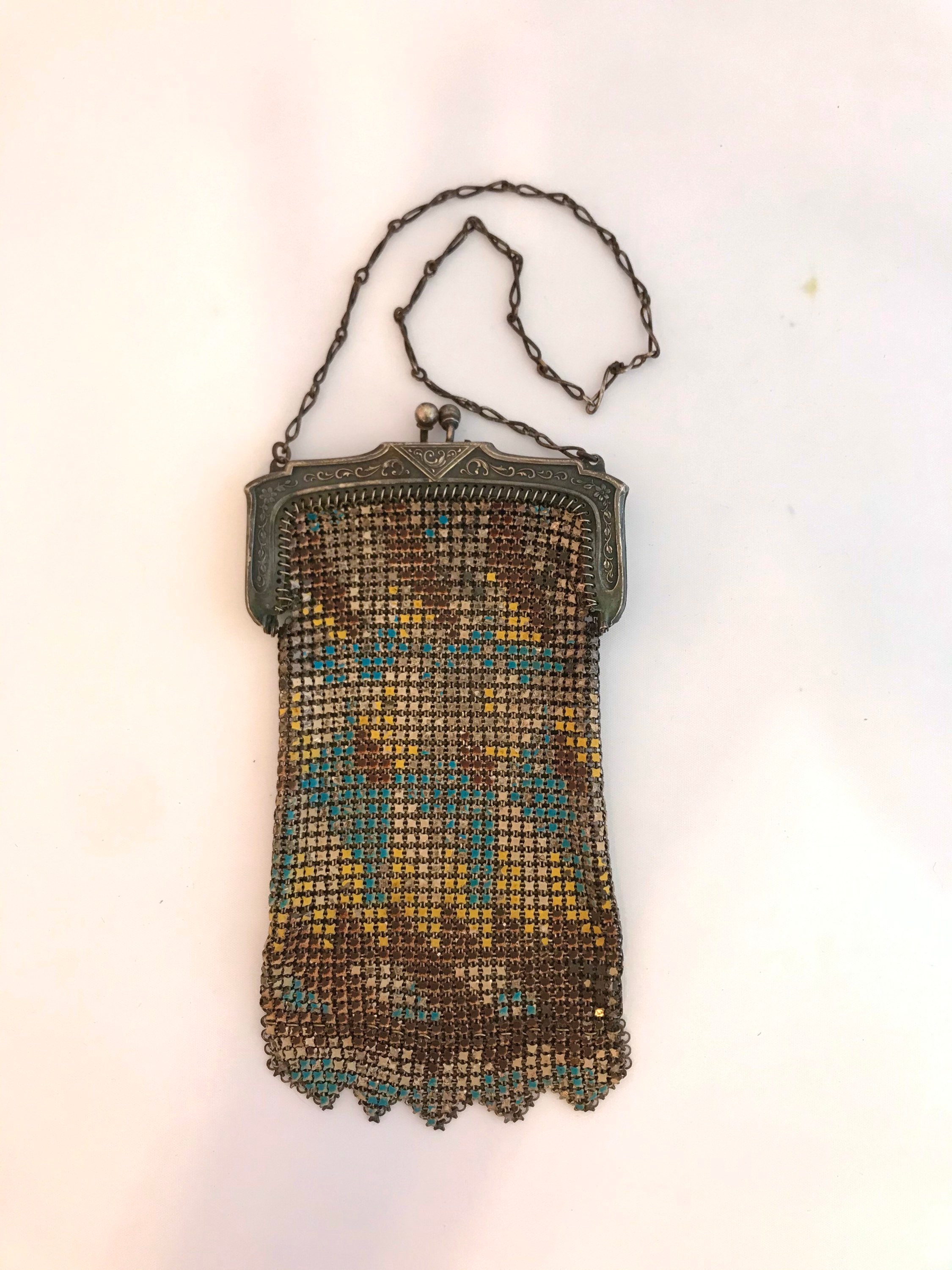 Download Antique Whiting Davis mesh enamel metal flapper evening bag, mesh purse, W&D bag, flapper ...