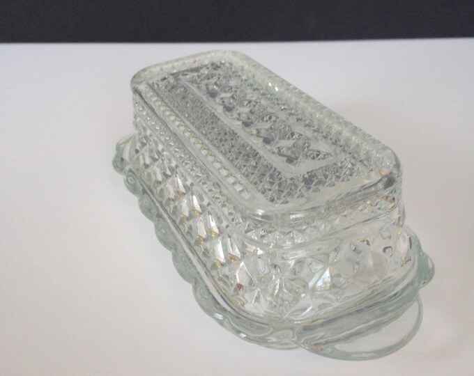 Vintage Glass Butter Dish Pressed Glass Butter Dish Glass Etsy