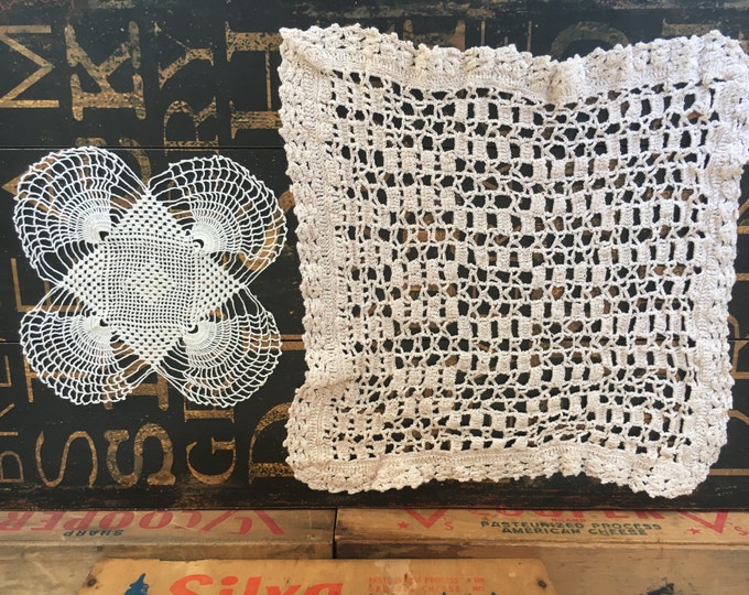 Two (2) Crochet Cotton Doilies. One fine & One Medium weight thread