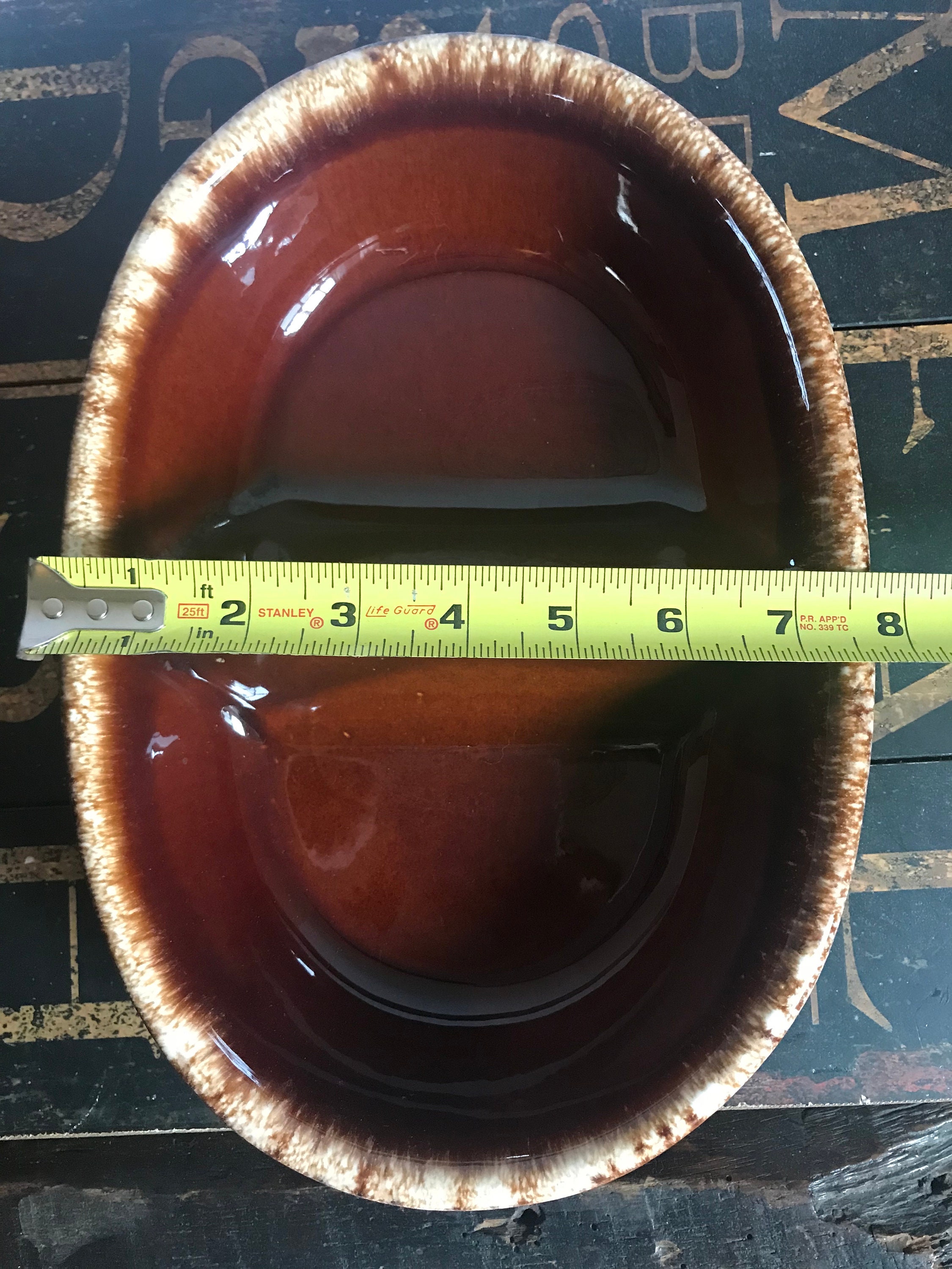 Download Vintage Hull Pottery 11 Oval Divided Vegetable Bowl in Brown Drip, Oven Proof U.S.A., vintage ...