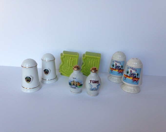 Instant Collection of Four Sets of State Salt and Pepper Shakers - Arizona, Florida, Texas & Geogia