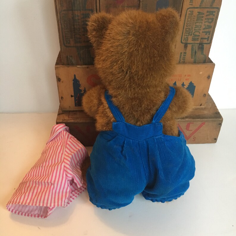 24K Company Polar Puff Teddy Bear Blue Corduroy Overalls & Etsy