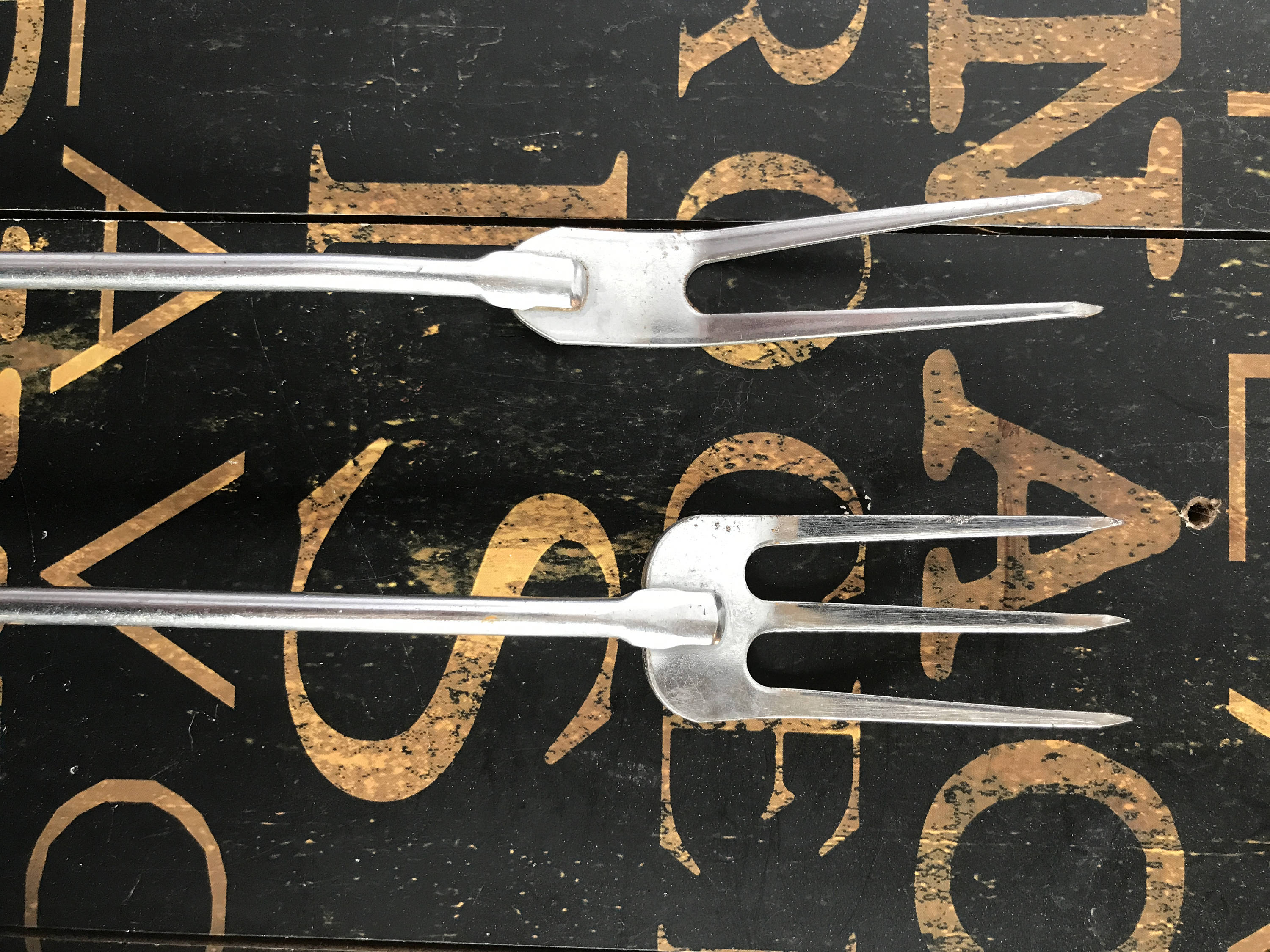 Two Prong and Three Prong Meat Forks W/ Wood Handles Marked Etsy