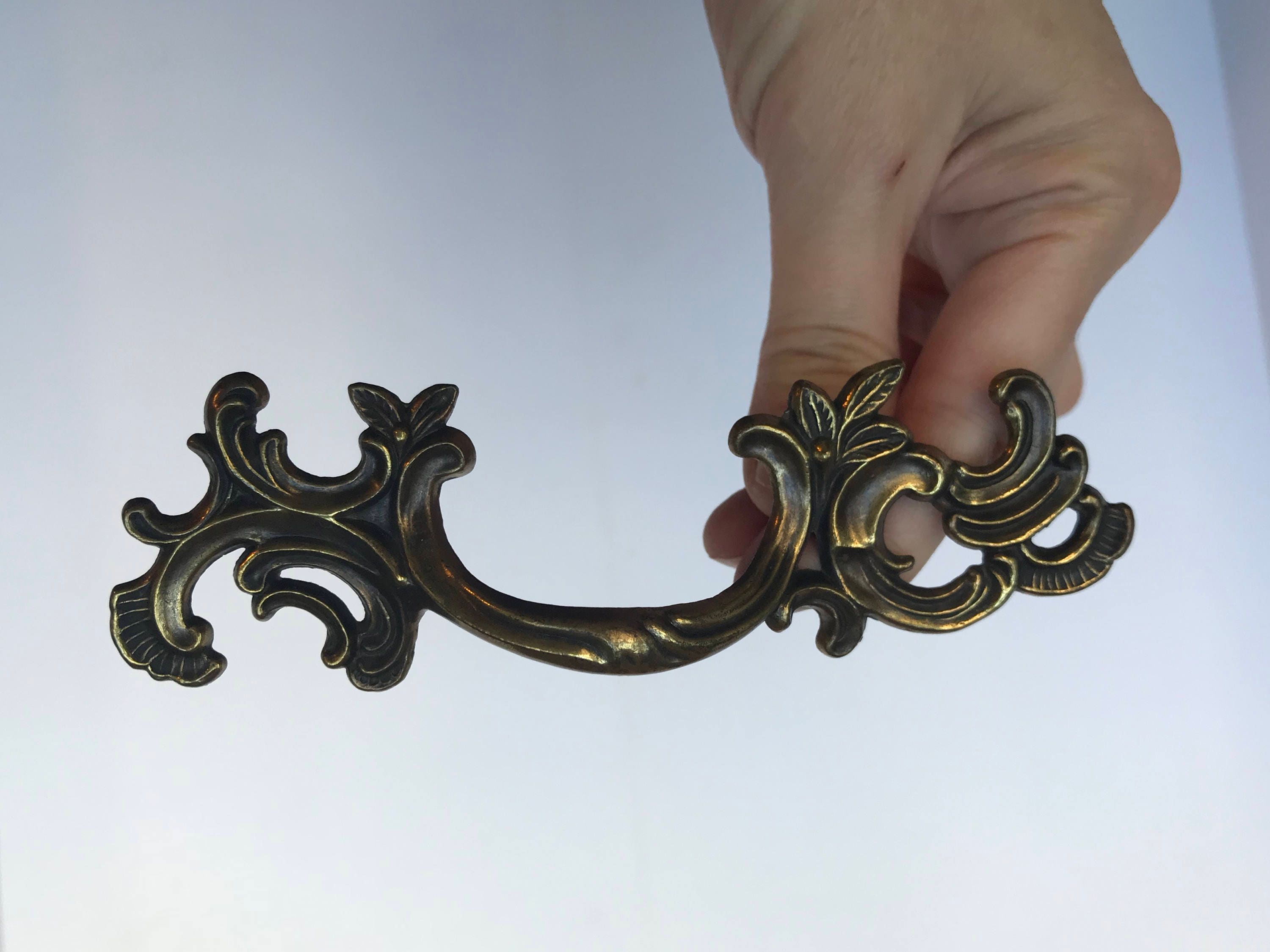 French Provincial Vintage Brass Dresser Handle Drawer Pull ...