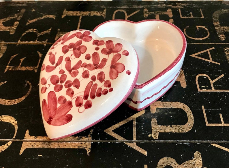 Vintage Heart-shaped Trinket Box, Ceramiche Sambuco Mario, Derut