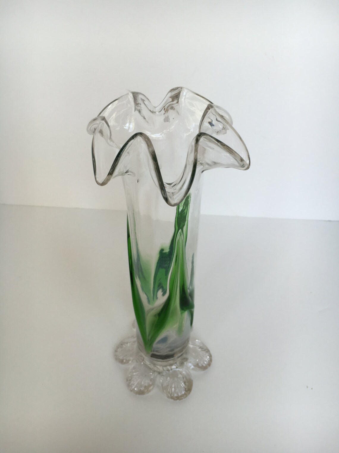 Hand Blown Clear and Green bud vase handblown glass vase 10 Etsy