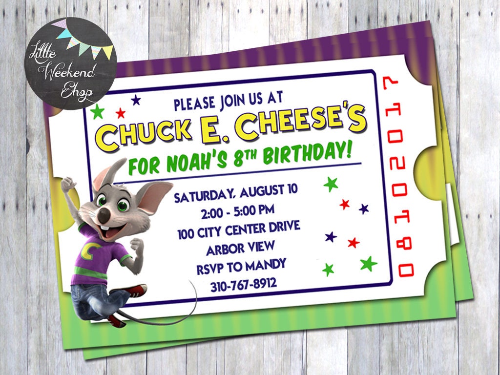 Chuck E. Cheese Birthday Party Invitation for Chuck E. Cheese | Etsy