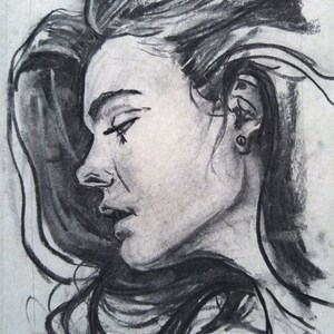 Framed Beautiful Charcoal Portrait Drawing