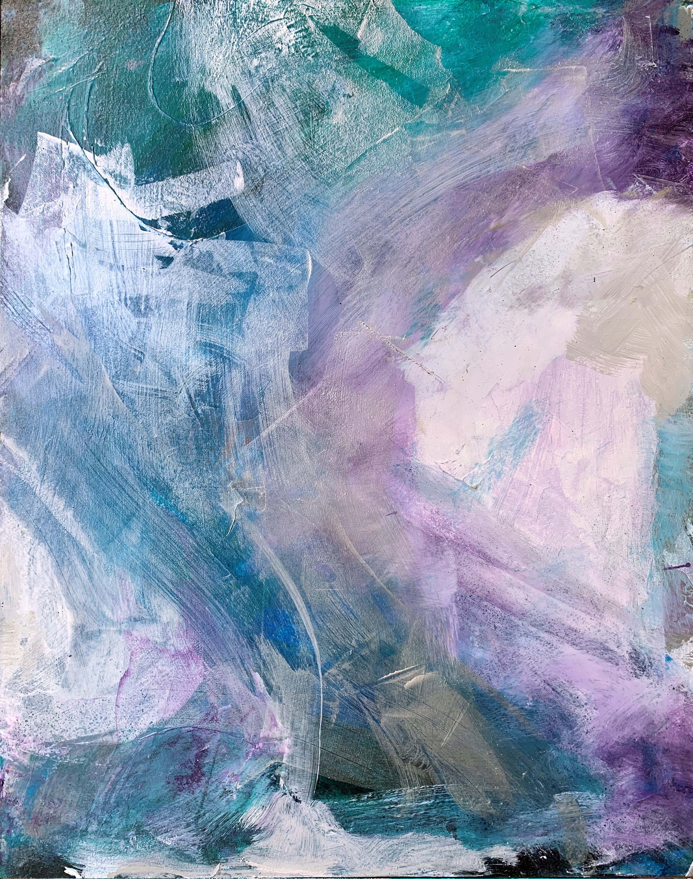 Pintura abstracta en panel azul púrpura turquesa contemporáneo | Etsy