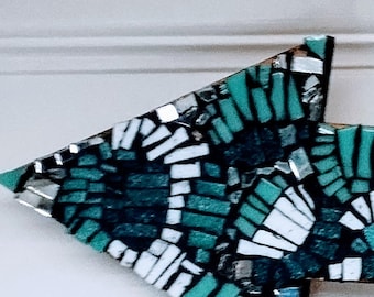 Green White and Black Mosaic Decorative 15" Arrow