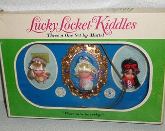 Vintage 1966 Mattel Liddle Kiddles LUCKY LOCKET KIDDLES Three 'N One Set Mint In Box Rare Item!