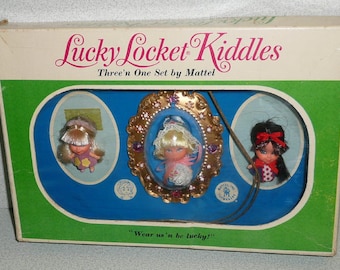 Vintage 1966 Mattel Liddle Kiddles LUCKY LOCKET KIDDLES Three 'N One Set Mint In Box Rare Item!