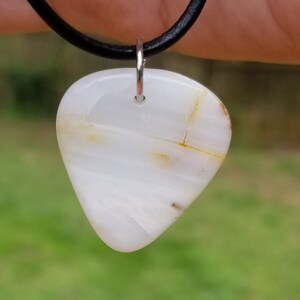 Petrified wood fossil guitar pick necklace - P1130