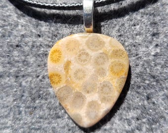 Indonesische fossiel koraalsteen plectrumketting - P1835