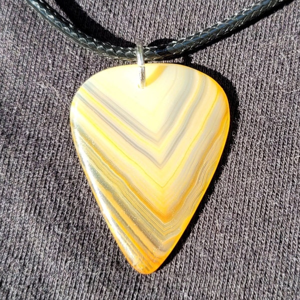 Brazilian agate stone guitar pick necklace - P1419