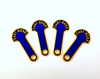 4/6Pcs Cart Boss - Premium Shopping Cart Release Key - Loonie or Quarter, Royal Blue/Gold Cart Coin Key