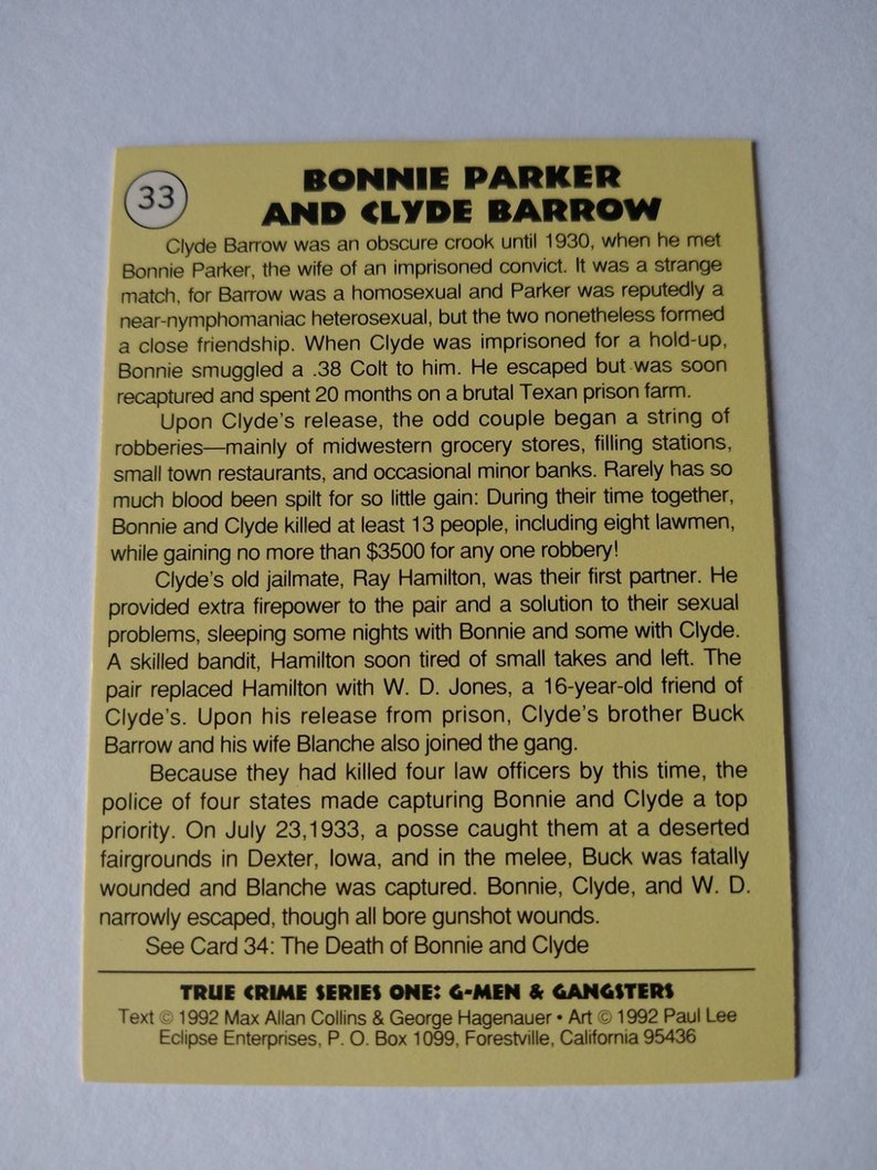 Download Artist Trading Cards Bonnie And Clyde Collector Card Magnet 2 5x 3 Art Collectibles