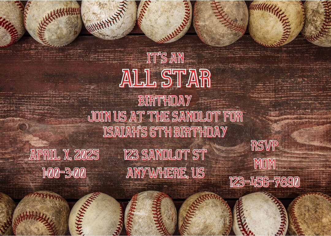 Editable Baseball Invitation - Etsy Canada