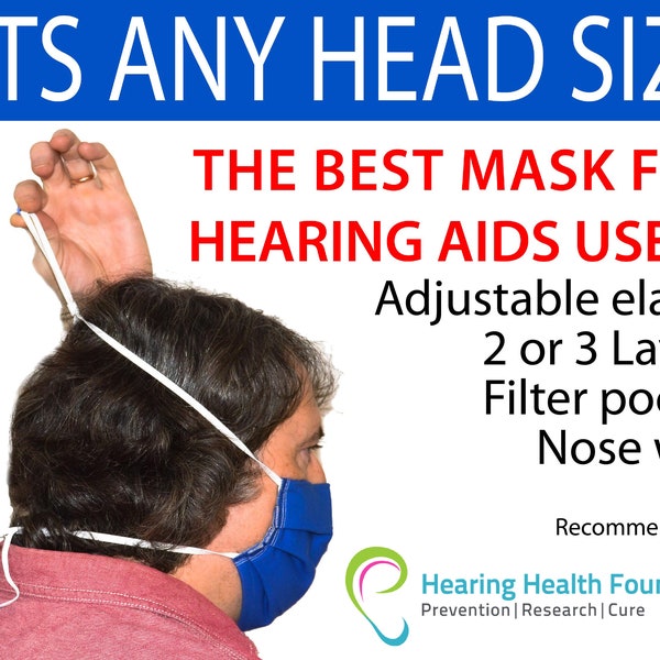 Best Mask for Hearing Aids, Over the head, One Size Fits All, Made in USA - 48