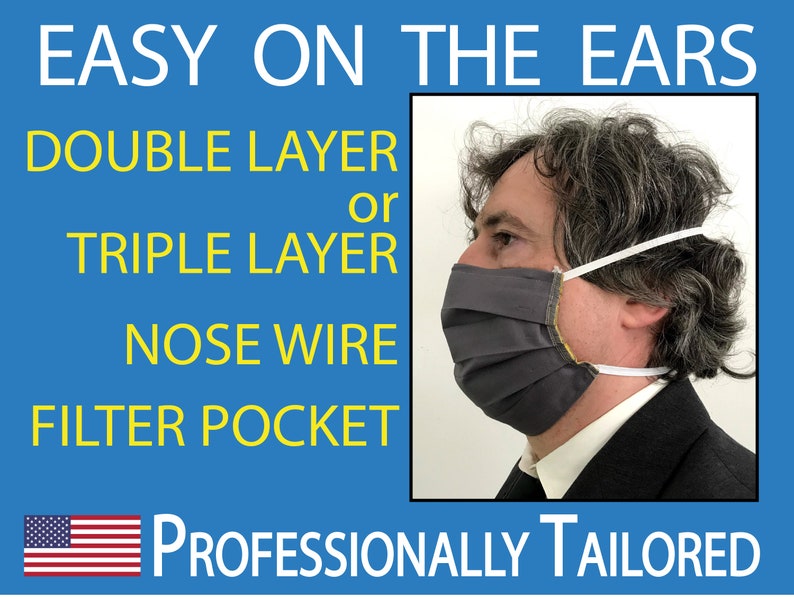 Around the Head Face Mask 3 Layers Mask Comfortable mask Etsy