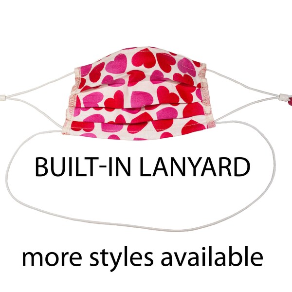 Kid Lanyard Mask - Adjustable Ear loops with built-in Lanyard, Fits Any Head Size, Preschooler, kid, teen - 76