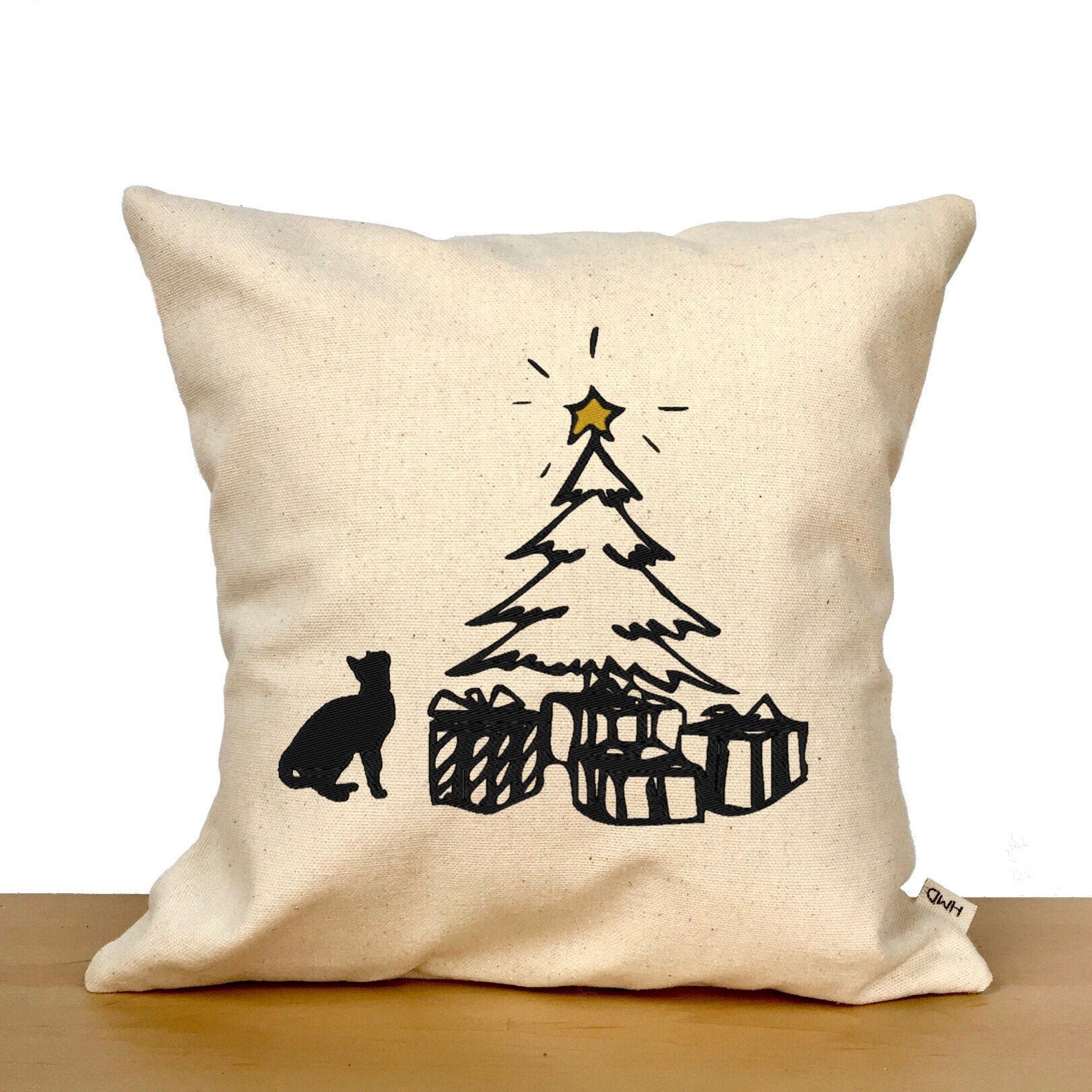 Christmas Tree and Cat Pillow