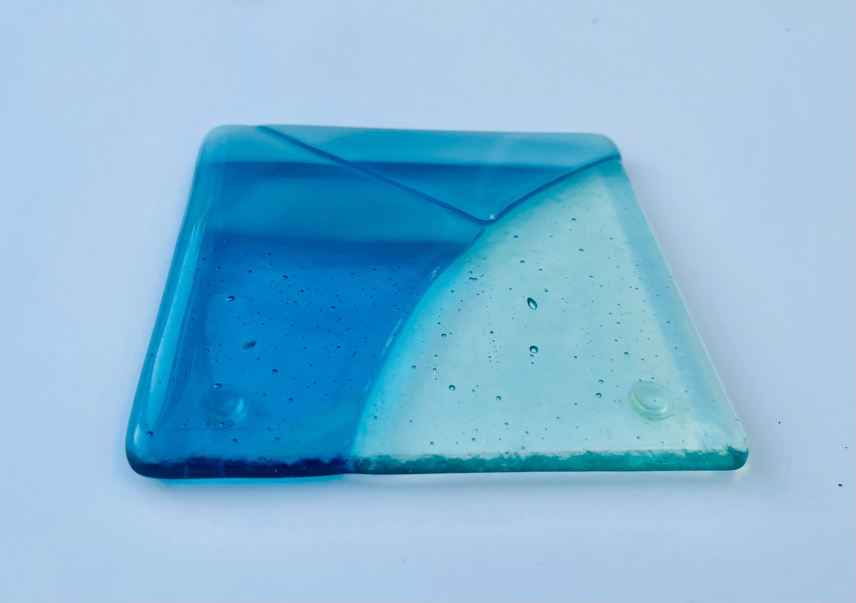 Turquoise, White and Iridescent Green Coaster Etsy