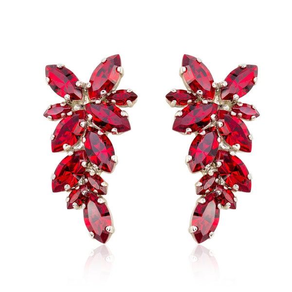 Red Swarovski Earrings Etsy