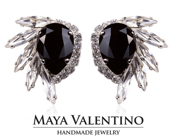 Jet Black & Crystal Stud Earrings Jet Black & Crystal Stud Earrings