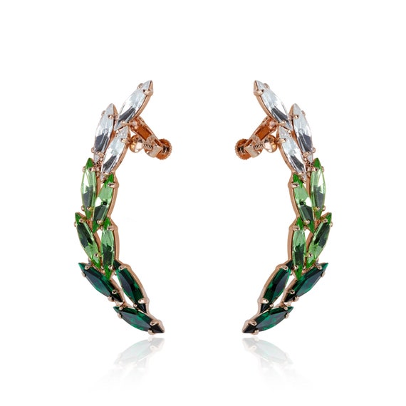 CRYSTAL EAR CUFF OLIVE CRYSTAL EAR CUFF OLIVE