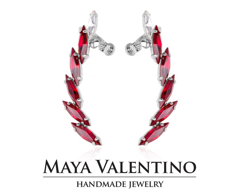 Emerald Green Ear Cuff Earrings Bridesmaid Earrings Green Etsy