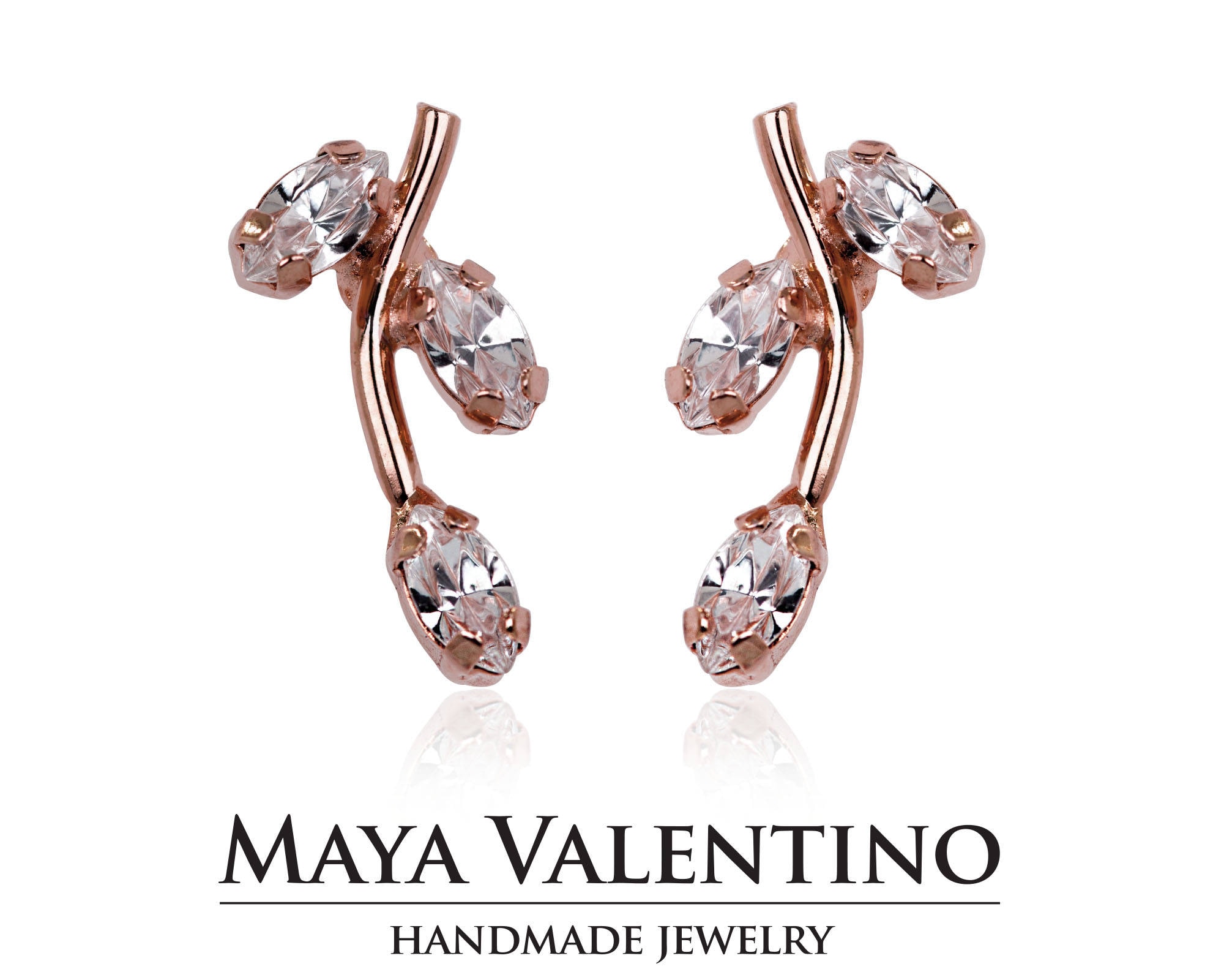 Ear Cuff Earrings Bridal Silver Crystal Ear Crawler Earrings Etsy