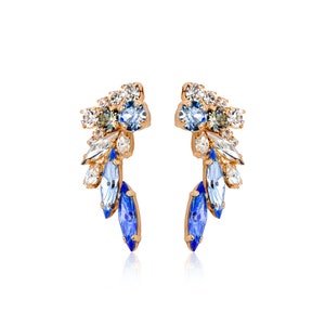 Sapphire earrings, Sapphire jewelry, Blue earrings, Crystal earrings, Bridal earrings, Statement earrings, Silver earrings, Blue sapphire
