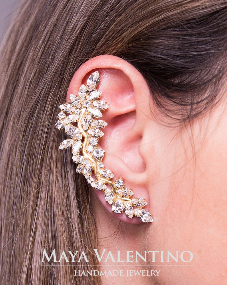 Bridal Ear Cuff Earrings Ear Climber Climbing Earrings Etsy