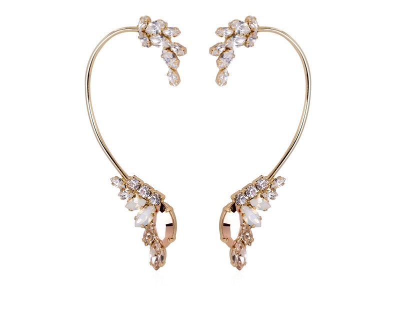 Green Emerald Earring Bridal Green Ear Cuff Green Bridal Etsy