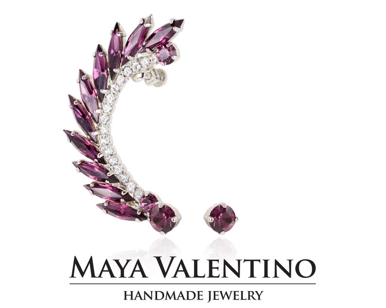Amethyst Ear Cuff Purple Ear Cuff Earrings Bridal Earrings Etsy