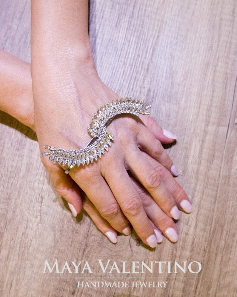 Bridal Palm Cuff Bracelet Champagne Bracelet Bridal Gold Etsy