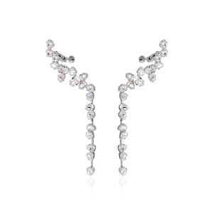 EAR CLIMBER EARRINGS, Swarovski ear cuff earrings, Chandelier ear cuff earrings, Teardrop shape crystal ear climber earrings, Bridal earring