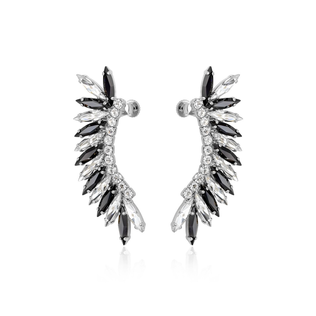 Silver Ear Cuff, Crystal Ear Cuff, Statement Earrings, Ear Cuff, Ear